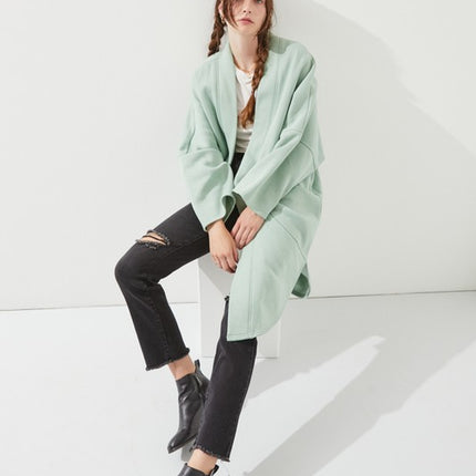 Oversized Brushed Knit Sweater Cardigan with Front Pocket