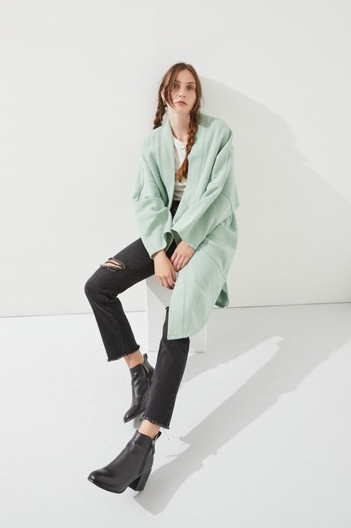Oversized Brushed Knit Sweater Cardigan with Front Pocket