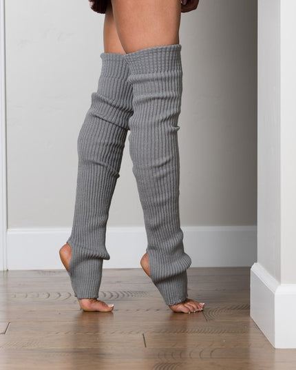 Cozy Warm Solid Ribbed Knit Fashion Long Stirrup Leg Warmers