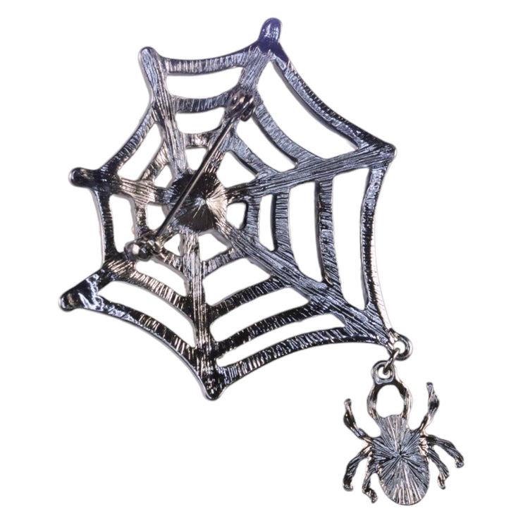 Halloween Costume Jewelry Spider Web Rhinestone Brooch Pin BH238 Black - Accessoriesforever