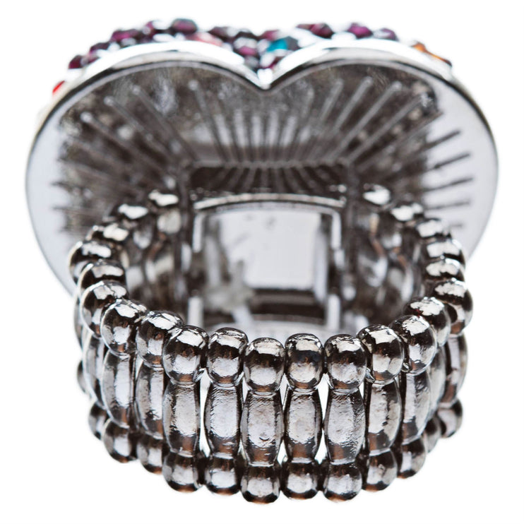 Bubbly Crystal Rhinestone Heart Valentine's Day Stretch Adjustable Ring - Accessoriesforever