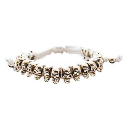 Halloween Costume Jewelry Skull Charms Braided Adjustable Bracelet