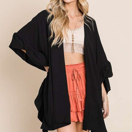 Versatile Kimono Fashion Top with Ruffled Sleeves