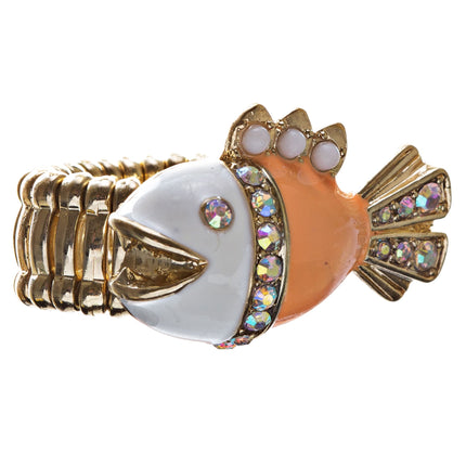 Ocean Theme Crystal Rhinestone Fancy Fishlike Design Stretch Ring - Accessoriesforever