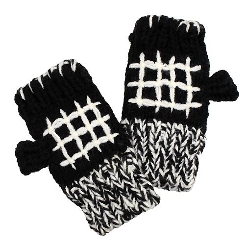 Hand Knitted Fingerless Gloves Mittens Fleece Liner