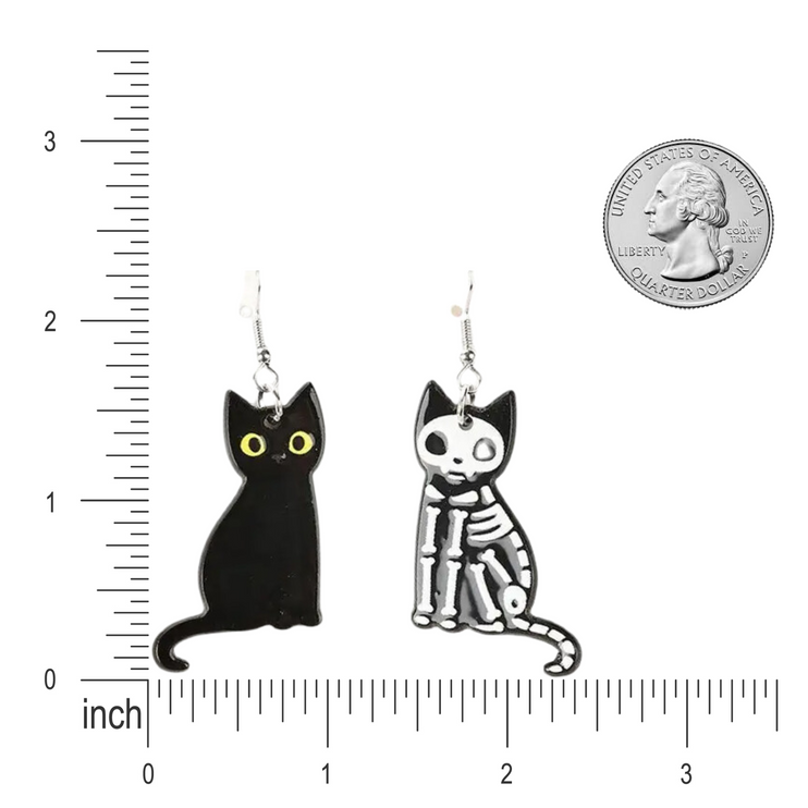 Halloween Jewelry Skull Black Cats Acrylic Lightweight Dangle Drop Fashion Earrings