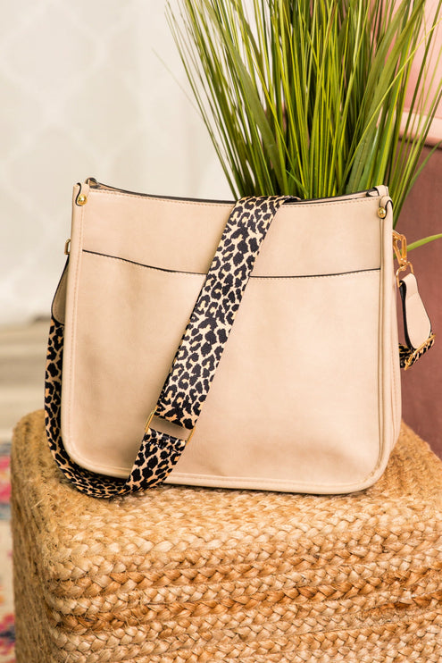 Trendy Vegan Leather Crossbody Handbag with Leopard Strap - Accessoriesforever