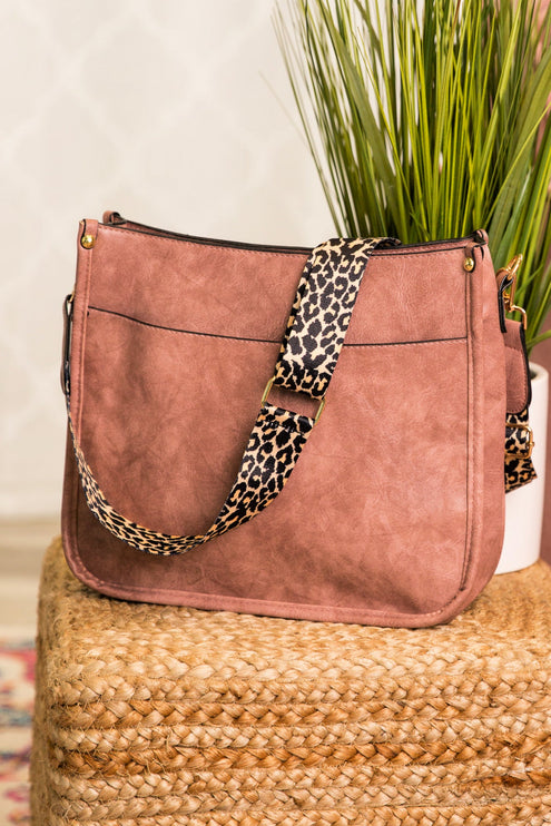 Trendy Vegan Leather Crossbody Handbag with Leopard Strap - Accessoriesforever