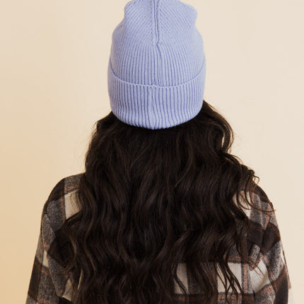 Cozy Happy Face Embroidered Hat Ribbed Knit Beanie