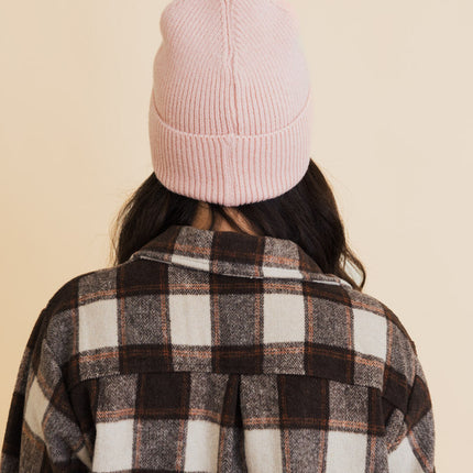 Cozy Happy Face Embroidered Hat Ribbed Knit Beanie