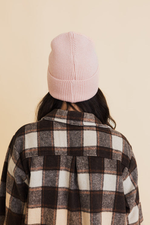 Cozy Happy Face Embroidered Hat Ribbed Knit Beanie