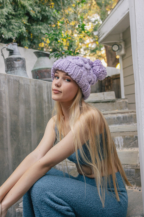Cozy Oversized Chunky Knit Beanie Hat with Pom