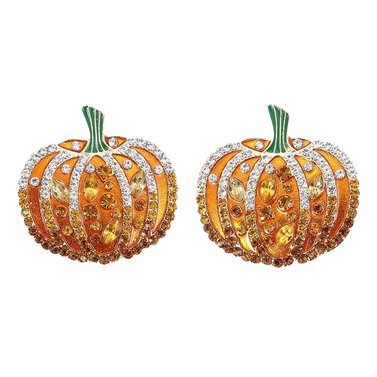 Halloween Jewelry Crystal Rhinestone Pumpkin Charm Stud Fashion Earrings