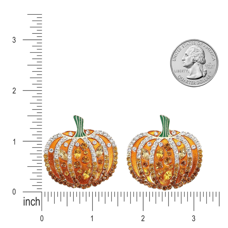 Halloween Jewelry Crystal Rhinestone Pumpkin Charm Stud Fashion Earrings