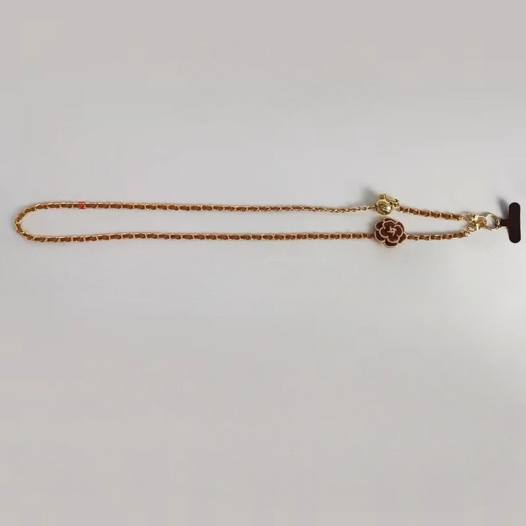 Elegant Camellia Crossbody Phone Chain Lanyard - Stylish Adjustable Strap