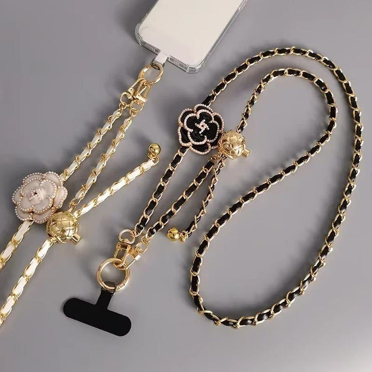 Elegant Camellia Crossbody Phone Chain Lanyard - Stylish Adjustable Strap