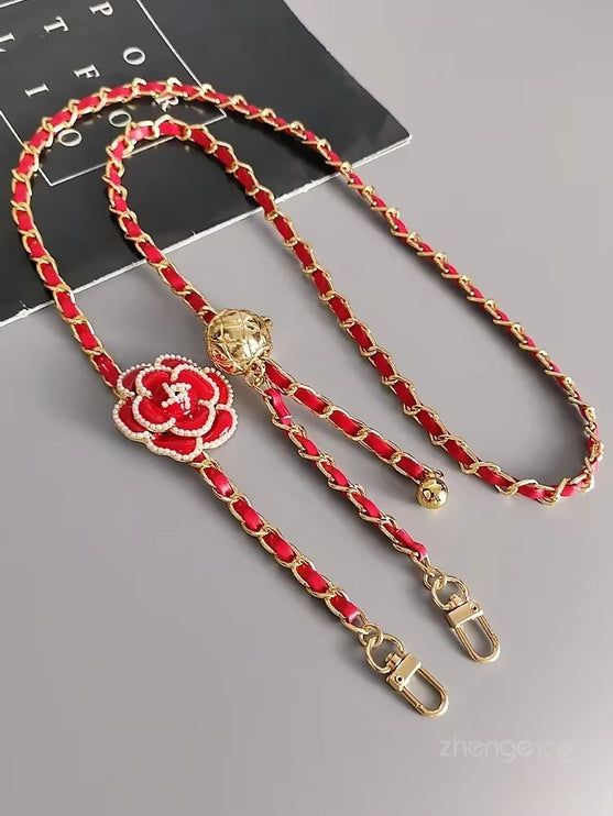 Elegant Camellia Crossbody Phone Chain Lanyard - Stylish Adjustable Strap
