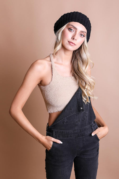 Cozy Boucle Rib Knit Fashion Hat Beret
