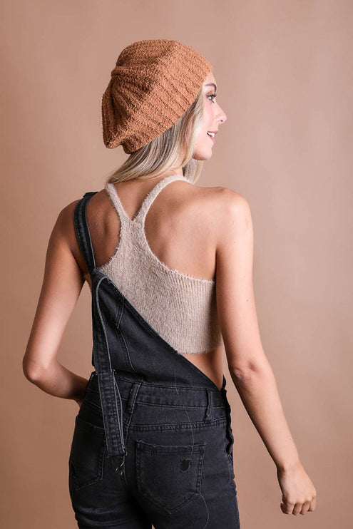 Cozy Boucle Rib Knit Fashion Hat Beret