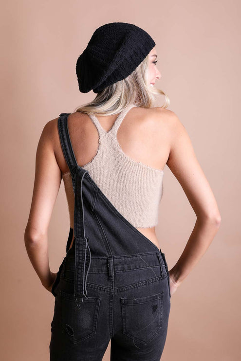 Cozy Boucle Rib Knit Fashion Hat Beret