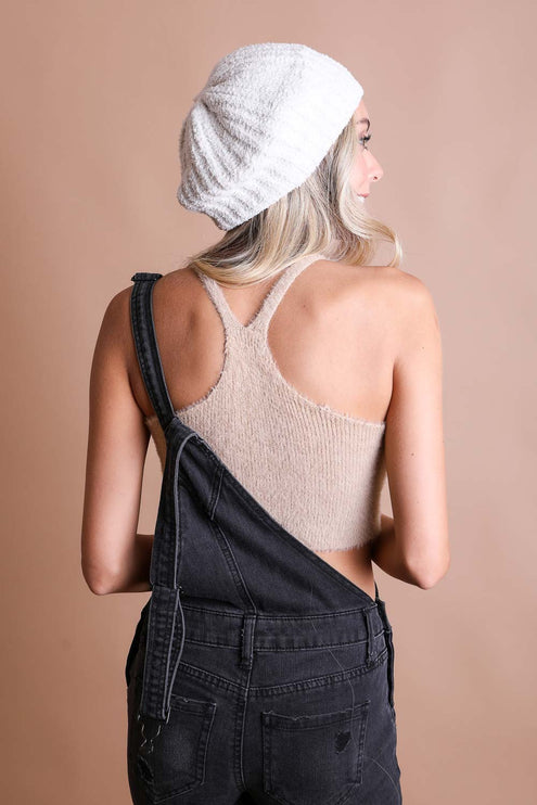 Cozy Boucle Rib Knit Fashion Hat Beret