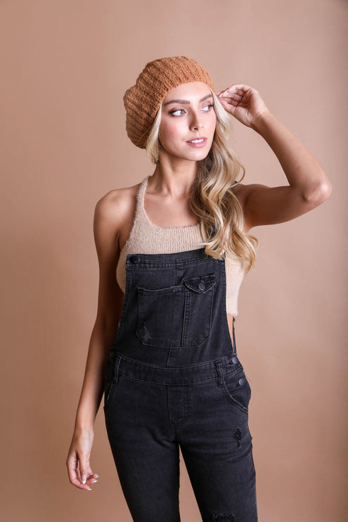 Cozy Boucle Rib Knit Fashion Hat Beret