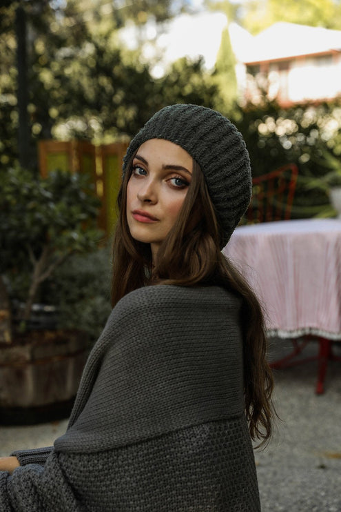 Cozy Boucle Rib Knit Fashion Hat Beret