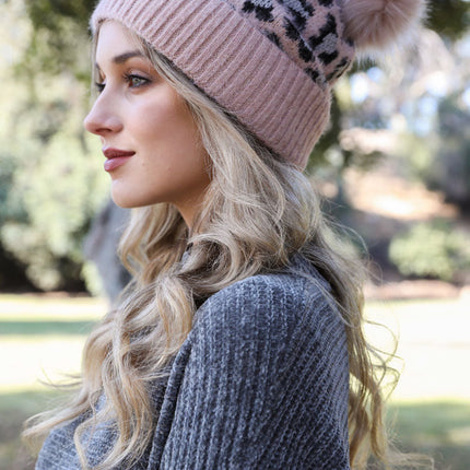 Stylish Cozy Leopard Pattern Hat Knit Beanie - Accessoriesforever