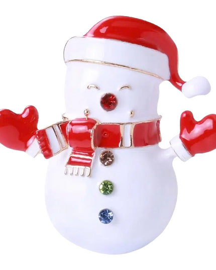 Christmas Jewelry Crystal Rhinestone Snowman Charm Brooch Pin BH235 White