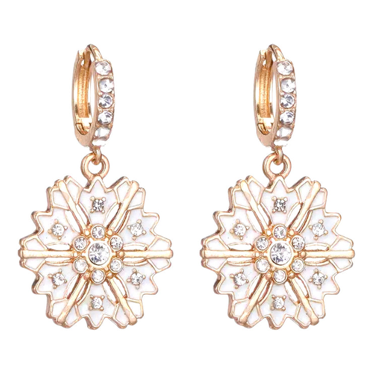 Christmas Jewelry Crystal Rhinestone Snowflake Dangle Charm Earrings E1227 White