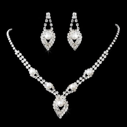 Bridal Wedding Jewelry Set Elegant Rhinestone Pearl - Accessoriesforever