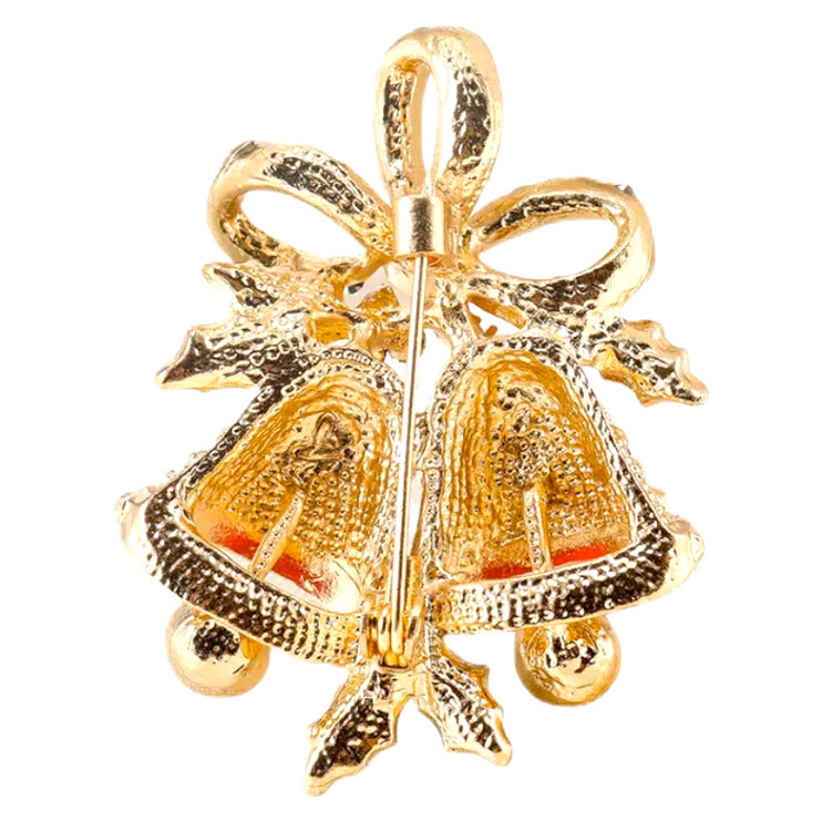 Christmas Jewelry Crystal Rhinestone Bell Charm Brooch Pin BH232 Multi - Accessoriesforever