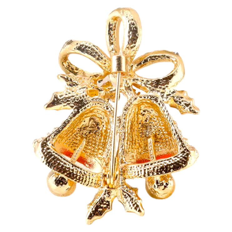 Christmas Jewelry Crystal Rhinestone Bell Charm Brooch Pin BH232 Multi