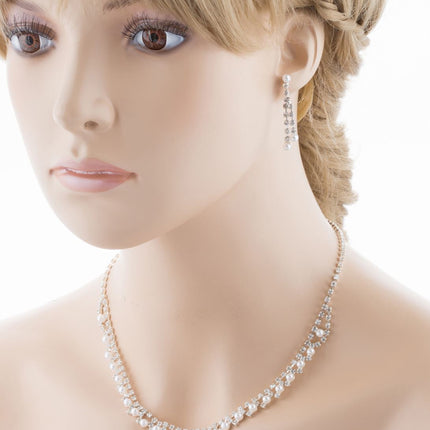 Bridal Wedding Jewelry Set Crystal Rhinestone Pearl - Accessoriesforever