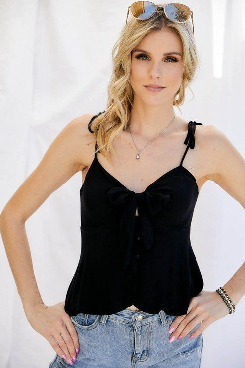 Sweet Cute Twist Bow Strap Sleeveless Fashion Cami Top - Accessoriesforever