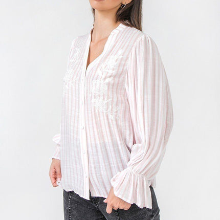 Floral Eyelet Yoke Top with Elbow Sleeves Fashion Top Blouse - Accessoriesforever