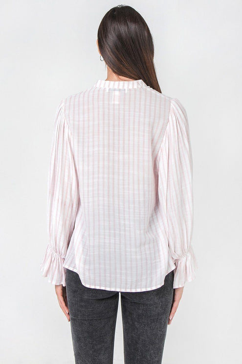 Floral Eyelet Yoke Top with Elbow Sleeves Fashion Top Blouse - Accessoriesforever