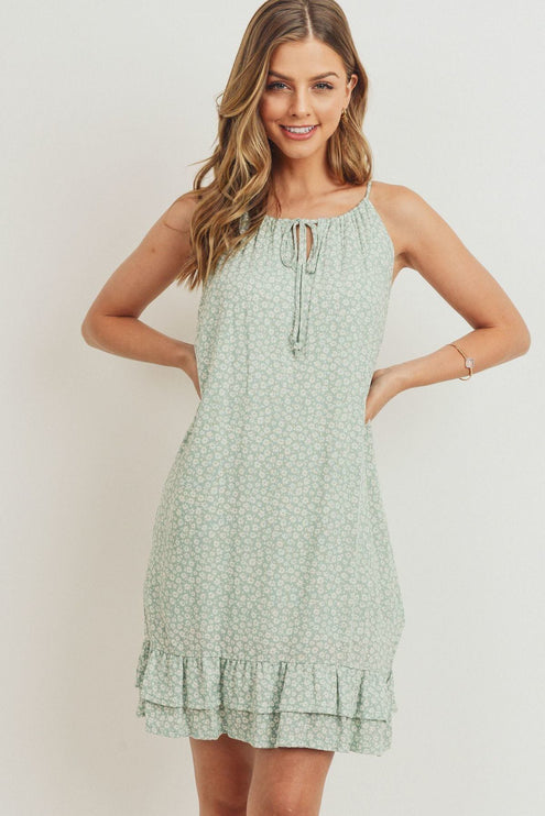 Beautiful Ruffled Floral Sleeveless Fashion Dress - Accessoriesforever