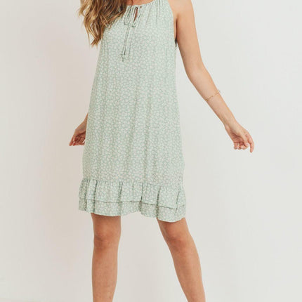Beautiful Ruffled Floral Sleeveless Fashion Dress - Accessoriesforever
