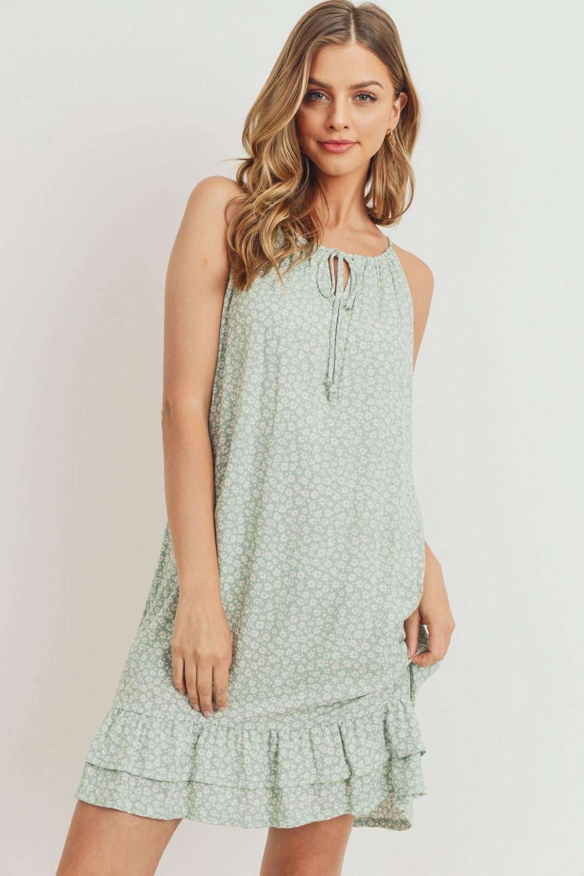 Beautiful Ruffled Floral Sleeveless Fashion Dress