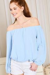 Solid Stylish Off Shoulder Long Sleeve Fashion Top