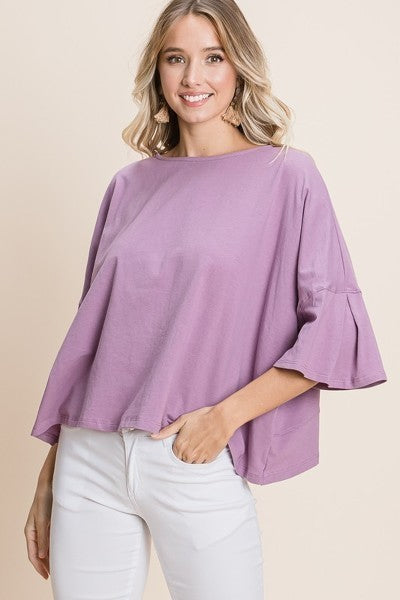 Solid Casual Bell Sleeve Cotton Fashion Top - Accessoriesforever