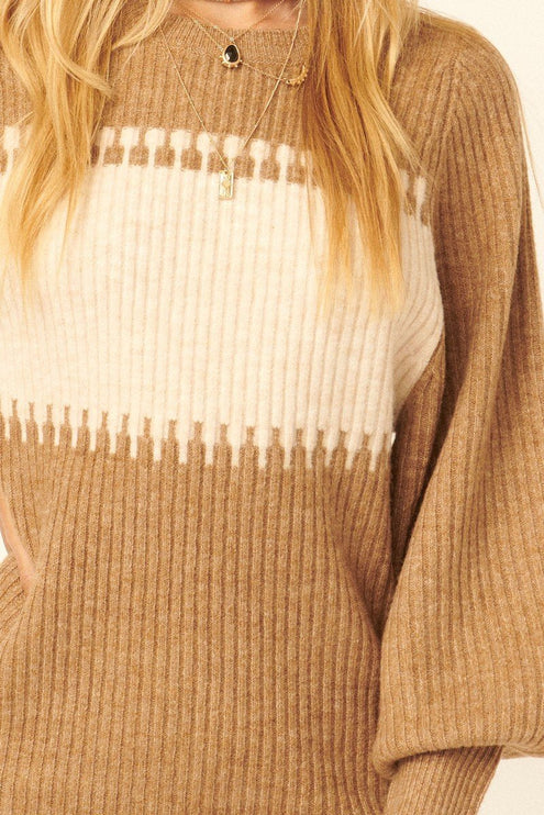 Chic Cozy Ribbed Knit Fashion Sweater Mini Dress - Accessoriesforever