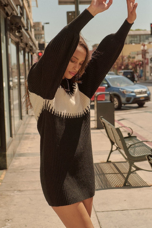 Chic Cozy Ribbed Knit Fashion Sweater Mini Dress - Accessoriesforever