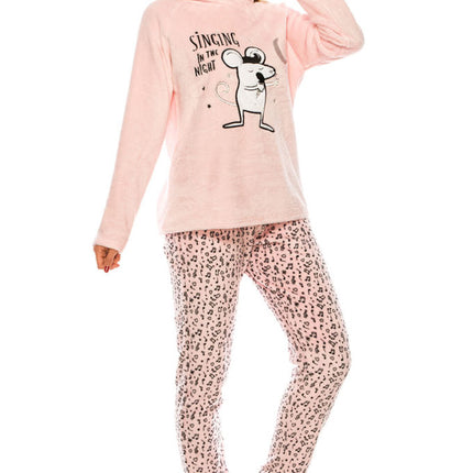 Cute Mouse Graphic Ear Detail Hoodie Animal Print Pants Two-Piece Pajamas Sweater Pants Set - Accessoriesforever