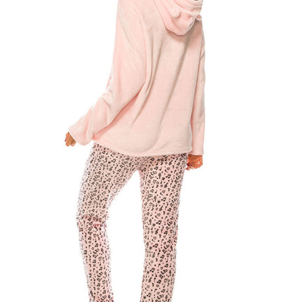 Cute Mouse Graphic Ear Detail Hoodie Animal Print Pants Two-Piece Pajamas Sweater Pants Set - Accessoriesforever