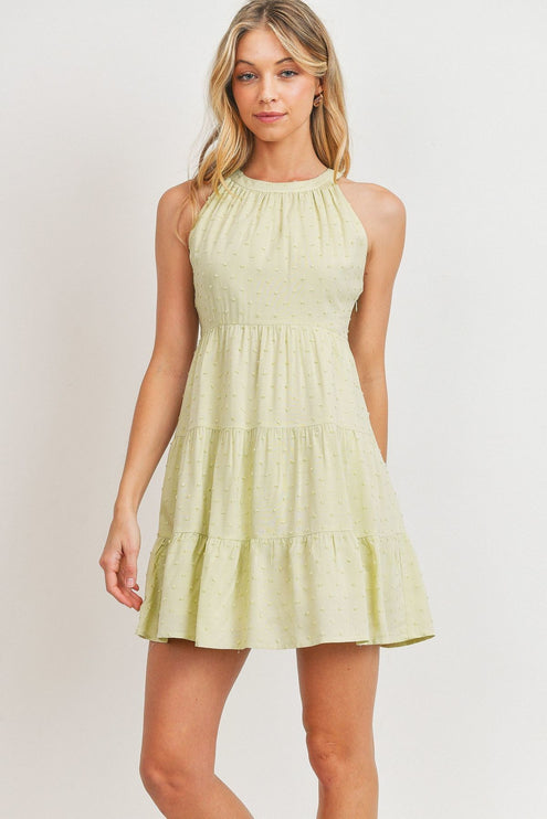 Cute Solid Round Neck Sleeveless Fashion Swiss Dress - Accessoriesforever