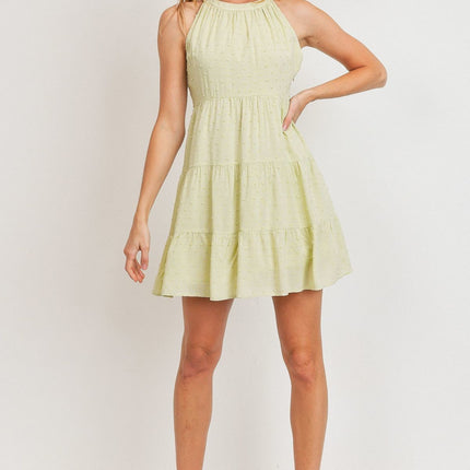 Cute Solid Round Neck Sleeveless Fashion Swiss Dress - Accessoriesforever