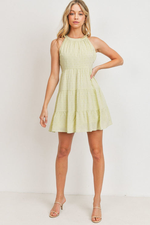 Cute Solid Round Neck Sleeveless Fashion Swiss Dress - Accessoriesforever