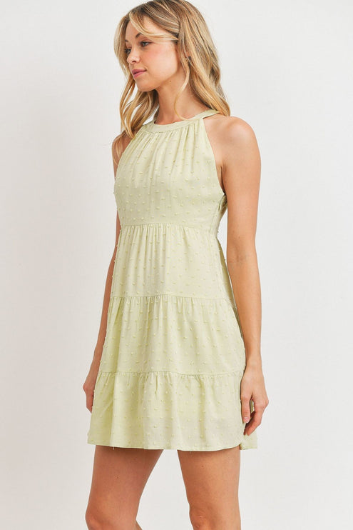 Cute Solid Round Neck Sleeveless Fashion Swiss Dress - Accessoriesforever